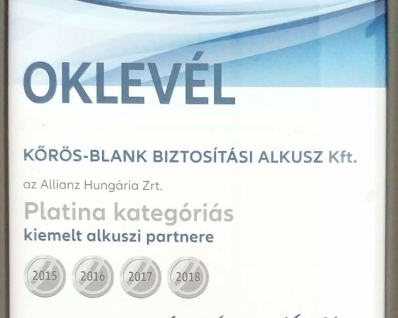 Allianz Platina Kategóriás Alkusz Partner - 2018