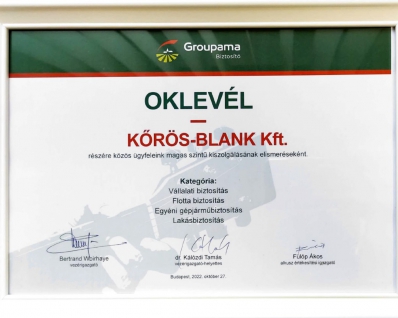 Groupama Oklevél - 2022
