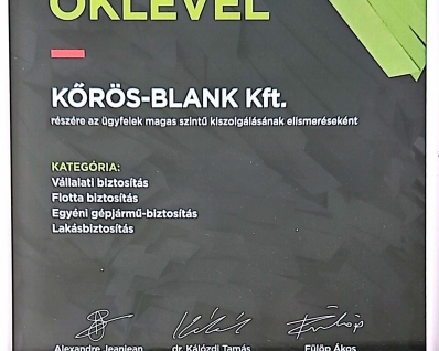 Groupama Oklevél - 2024