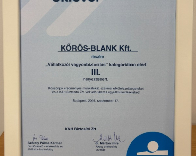 K&H Oklevél - 2026
