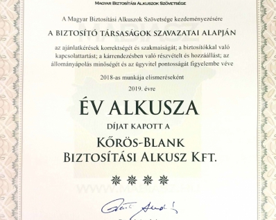 Az Év Alkusza Díj - 2019 (MABIASZ)