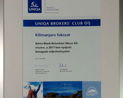 Uniqa Brokers' Club Díj - 2017